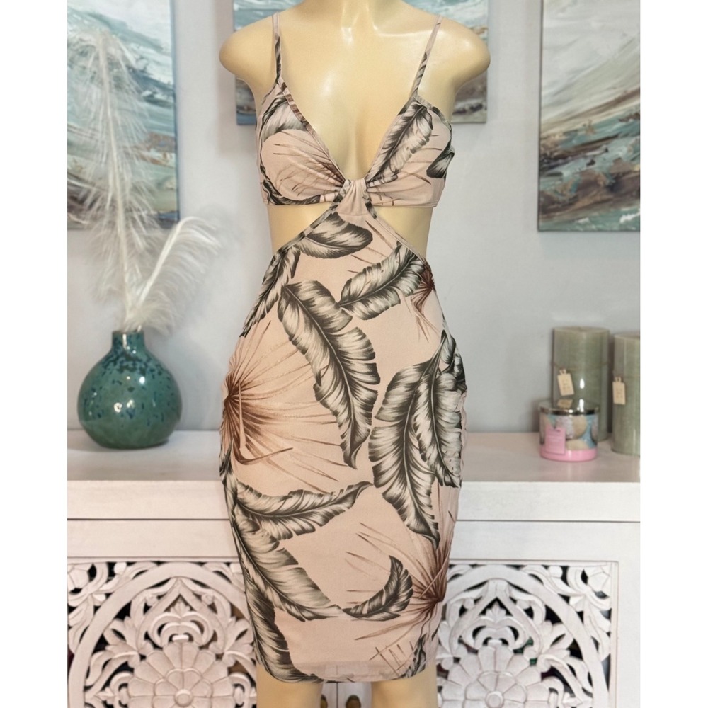 Windsor Tropical Cutout Bodycon Midi Dress Size L